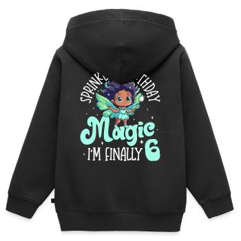 Schwarzes Mädchen Zum 6. Geburtstag, Das Magie - Kinder Premium Organic Zip Hoodie - Schwarz - Hinten - AI Model Kid Male (0cm)