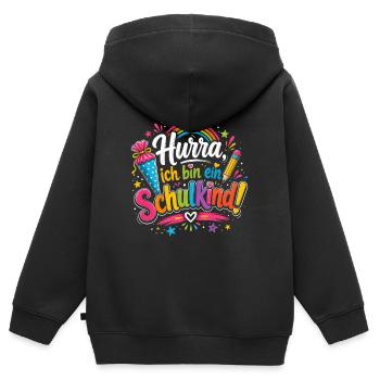 Hurra Ich Bin Ein Schulkind - Kinder Premium Organic Zip Hoodie - Schwarz - Hinten - AI Model Kid Male (0cm)
