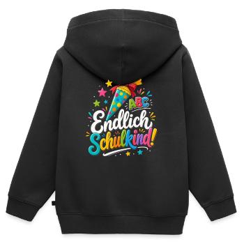 Endlich Schulkind ! - Kinder Premium Organic Zip Hoodie - Schwarz - Hinten - AI Model Kid Male (0cm)