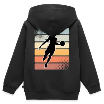 Basketball Basketballerin Frauen Basketball - Kinder Premium Organic Zip Hoodie - Schwarz - Hinten - AI Model Kid Male (0cm)