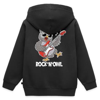 Rock N‘ Owl – Eule mit E-Gitarre - Kinder Premium Organic Zip Hoodie - Schwarz - Hinten - AI Model Kid Male (0cm)