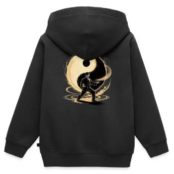 Tai Chi Zen Meditation – Chi Qigong Training - Kinder Premium Organic Zip Hoodie - Schwarz - Hinten - AI Model Kid Male (0cm)
