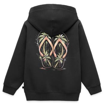 Flip-Flops Strandpalmen-Mehrfarbige Splash-Art - Kinder Premium Organic Zip Hoodie - Schwarz - Hinten - AI Model Kid Male (0cm)