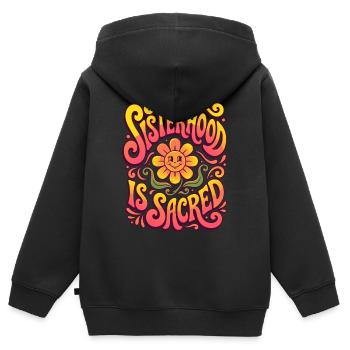 Sisterhood Is Sacred Retro Blume - Kinder Premium Organic Zip Hoodie - Schwarz - Hinten - AI Model Kid Male (0cm)