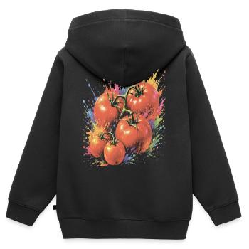 Tomato on the Vine, mehrfarbiges Gemüse, Splash Art - Kinder Premium Organic Zip Hoodie - Schwarz - Hinten - AI Model Kid Male (0cm)
