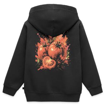Rotes Tomatengemüse-Splash-Kunst-Aquarell - Kinder Premium Organic Zip Hoodie - Schwarz - Hinten - AI Model Kid Male (0cm)