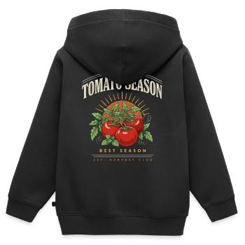 Tomato Season Harvest Club - Kinder Premium Organic Zip Hoodie - Schwarz - Hinten - AI Model Kid Male (0cm)