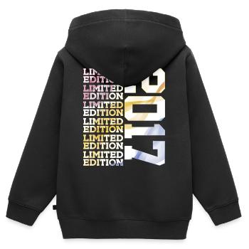 LIMITED EDITION 2017 - 9 JAHRE - 9. GEBURTSTAG - Kinder Premium Organic Zip Hoodie - Schwarz - Hinten - AI Model Kid Male (0cm)