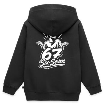 67 Six seven | Vintage Hände Logo - Kinder Premium Organic Zip Hoodie - Schwarz - Hinten - AI Model Kid Male (0cm)