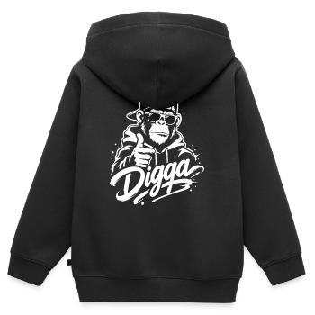 Digga | Cooler Graffiti Affe | Jugendwort - Kinder Premium Organic Zip Hoodie - Schwarz - Hinten - AI Model Kid Male (0cm)
