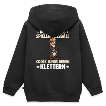 Klettern Jungs Lustiger Frettchen Kletterer - Kinder Premium Organic Zip Hoodie - Schwarz - Hinten - AI Model Kid Male (0cm)