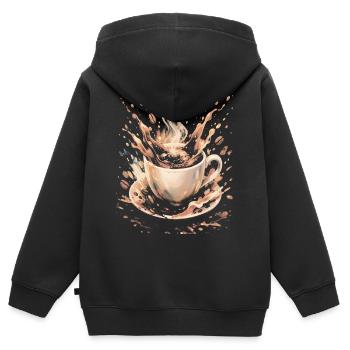 Hot Beans Art Splash Kaffeetasse - Kinder Premium Organic Zip Hoodie - Schwarz - Hinten - AI Model Kid Male (0cm)