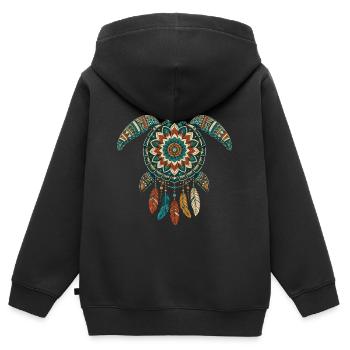 Meeresschildkröten-Mandala Traumfänger-Boho - Kinder Premium Organic Zip Hoodie - Schwarz - Hinten - AI Model Kid Male (0cm)