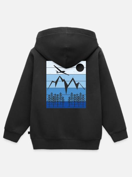 Segelflug Landschaft Design - Kinder Premium Organic Zip Hoodie - Schwarz