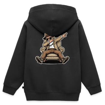 Cooler Rentner Opa - Kinder Premium Organic Zip Hoodie - Schwarz - Hinten - AI Model Kid Male (0cm)