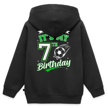 Es ist mein 7. Geburtstag Fußball Jungs 7 Jahre Geburtstag 7 - Kinder Premium Organic Zip Hoodie - Schwarz - Hinten - AI Model Kid Male (0cm)