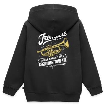 Trompete | alles andere sind Begleitinstrumente - Kinder Premium Organic Zip Hoodie - Schwarz - Hinten - AI Model Kid Male (0cm)