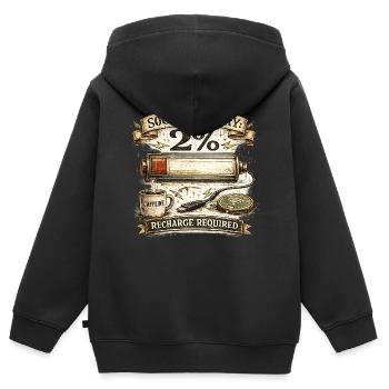 Sozialbatterie 2 % - Kinder Premium Organic Zip Hoodie - Schwarz - Hinten - AI Model Kid Male (0cm)