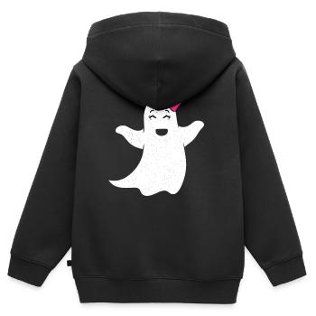 Geist Mädchen mit pinker Schleife - Kinder Premium Organic Zip Hoodie - Schwarz - Hinten - AI Model Kid Male (0cm)