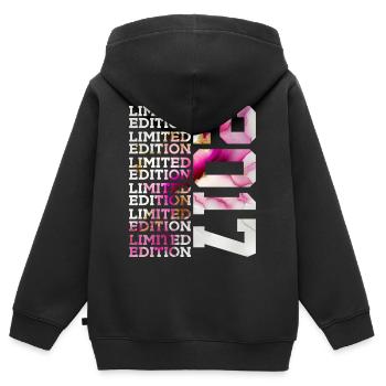 ÉDITION LIMITÉE 2017 - 9 ANS - 9E ANNIVERSAIRE - Sweat Premium à capuche zippé enfant bio - noir - Dos - AI Model Kid Male (0cm)