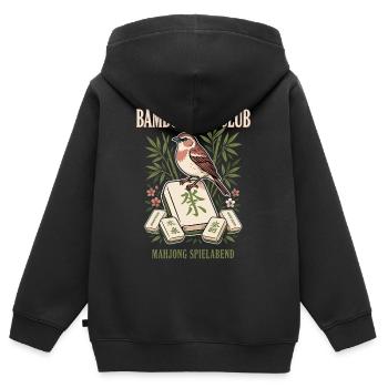 Bambus Mahjong Vogel Club - Kinder Premium Organic Zip Hoodie - Schwarz - Hinten - AI Model Kid Male (0cm)