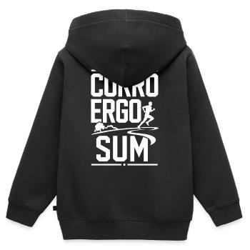 Ich laufe also bin ich | Latein Spruch - Kinder Premium Organic Zip Hoodie - Schwarz - Hinten - AI Model Kid Male (0cm)