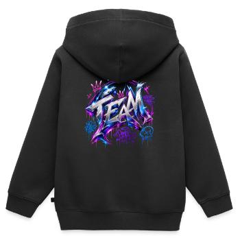Team - Kinder Premium Organic Zip Hoodie - Schwarz - Hinten - AI Model Kid Male (0cm)