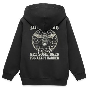 Imkereibedarf Imker Zubehör Bienen Wabenmuster  - Kinder Premium Organic Zip Hoodie - Schwarz - Hinten - AI Model Kid Male (0cm)