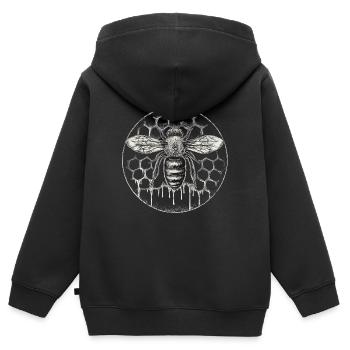 Imkeranzug Imkereibedarf Bienenwabe Rundmotiv  - Kinder Premium Organic Zip Hoodie - Schwarz - Hinten - AI Model Kid Male (0cm)