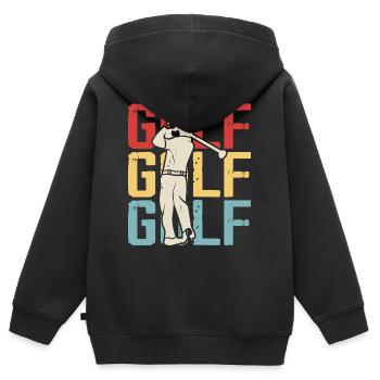 Retro Golf – Abschlag mit Leidenschaft - Kinder Premium Organic Zip Hoodie - Schwarz - Hinten - AI Model Kid Male (0cm)