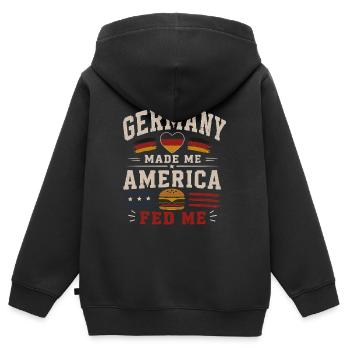 Deutsches Blut Amerikanische Wurzeln - Kinder Premium Organic Zip Hoodie - Schwarz - Hinten - AI Model Kid Male (0cm)