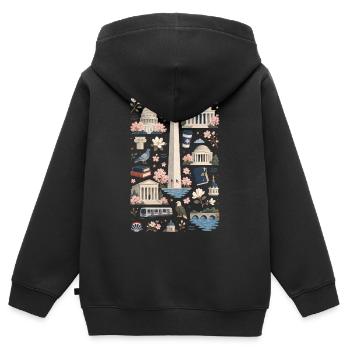 Washington D.C. | Monumente & Kirschblüten - Kinder Premium Organic Zip Hoodie - Schwarz - Hinten - AI Model Kid Male (0cm)
