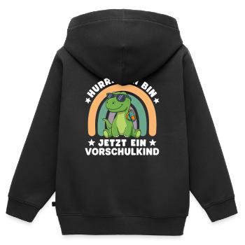 Vorschulkind Dinosaurier Schulstart Einschulung - Kinder Premium Organic Zip Hoodie - Schwarz - Hinten - AI Model Kid Male (0cm)