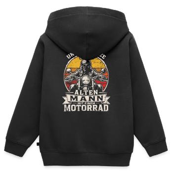 Unterschätze nie einen alten Mann mit Motorrad - Kinder Premium Organic Zip Hoodie - Schwarz - Hinten - AI Model Kid Male (0cm)