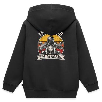 I'm not old, I'm classic | Biker | Motorrad fahren - Kinder Premium Organic Zip Hoodie - Schwarz - Hinten - AI Model Kid Male (0cm)