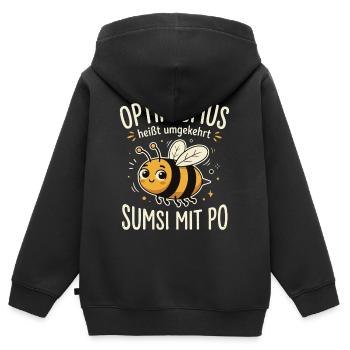 Optimismus heißt umgekehrt sumsi mit po - Kinder Premium Organic Zip Hoodie - Schwarz - Hinten - AI Model Kid Male (0cm)