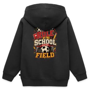 Einschulung Fußball - Kinder Premium Organic Zip Hoodie - Schwarz - Hinten - AI Model Kid Male (0cm)