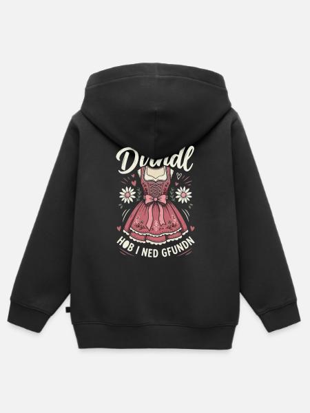 Mein Dirndl hob i ned gefunden - Kinder Premium Organic Zip Hoodie - Schwarz