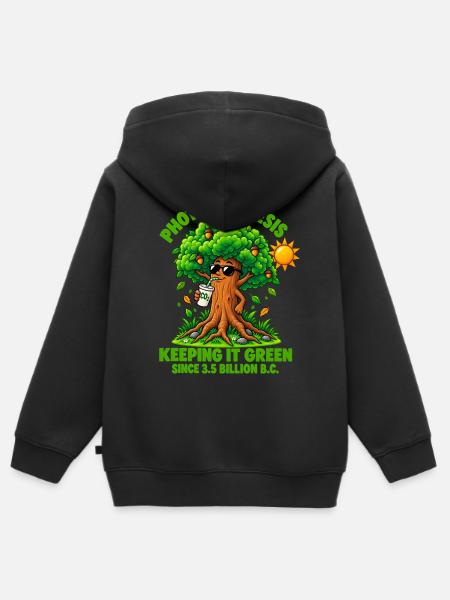Retro-Eichen-Photosynthese - Kinder Premium Organic Zip Hoodie - Schwarz