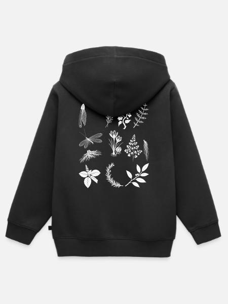 Kräuter & Baumwurzeln & Rosmarin - Dark Botanical - Kinder Premium Organic Zip Hoodie - Schwarz