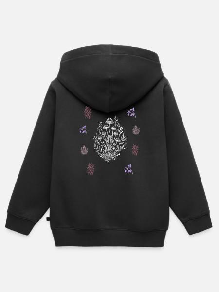 Pilze & Blütenzweig - Botanische Kunst - Kinder Premium Organic Zip Hoodie - Schwarz