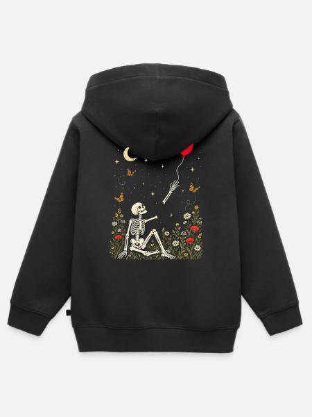 Rotes Ballonskelett - Kinder Premium Organic Zip Hoodie - Schwarz