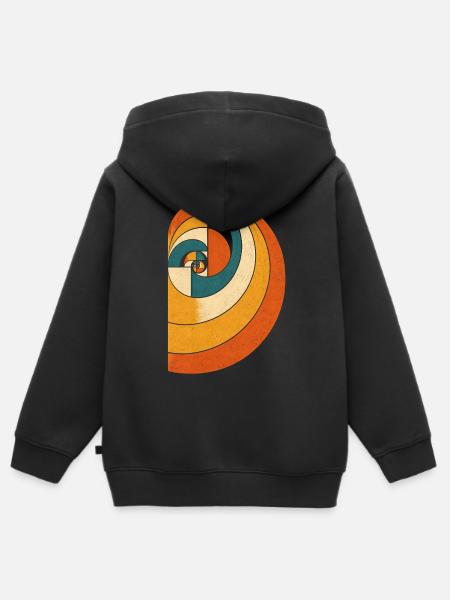 Fibonacci Spirale – Retro Mathematik Geometrie - Kinder Premium Organic Zip Hoodie - Schwarz