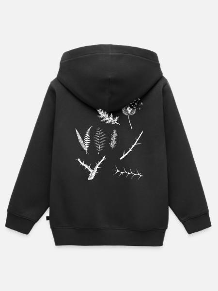 Rosmarin & Farn & Pusteblume - Dark Botanical - Kinder Premium Organic Zip Hoodie - Schwarz