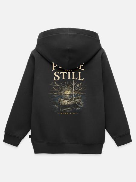 Frieden sei still, Boot - Kinder Premium Organic Zip Hoodie - Schwarz