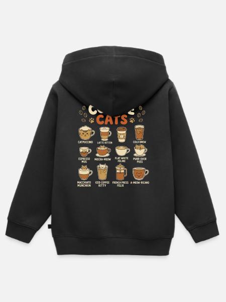 KaffeeKatzen Kollektion - Kinder Premium Organic Zip Hoodie - Schwarz