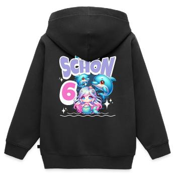 6. Geburtstag Meerjungfrau - Kinder Premium Organic Zip Hoodie - Schwarz - Hinten - AI Model Kid Male (0cm)