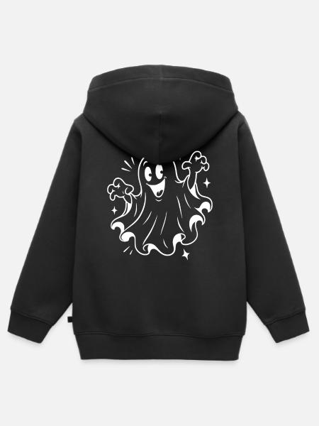 Halloween Geist - Kinder Premium Organic Zip Hoodie - Schwarz