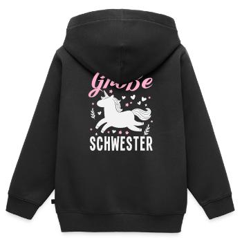 Ich werde Große Schwester Schwangerschaft - Kinder Premium Organic Zip Hoodie - Schwarz - Hinten - AI Model Kid Male (0cm)