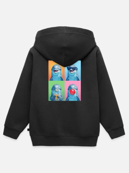 Delfine Delfin - Kinder Premium Organic Zip Hoodie - Schwarz